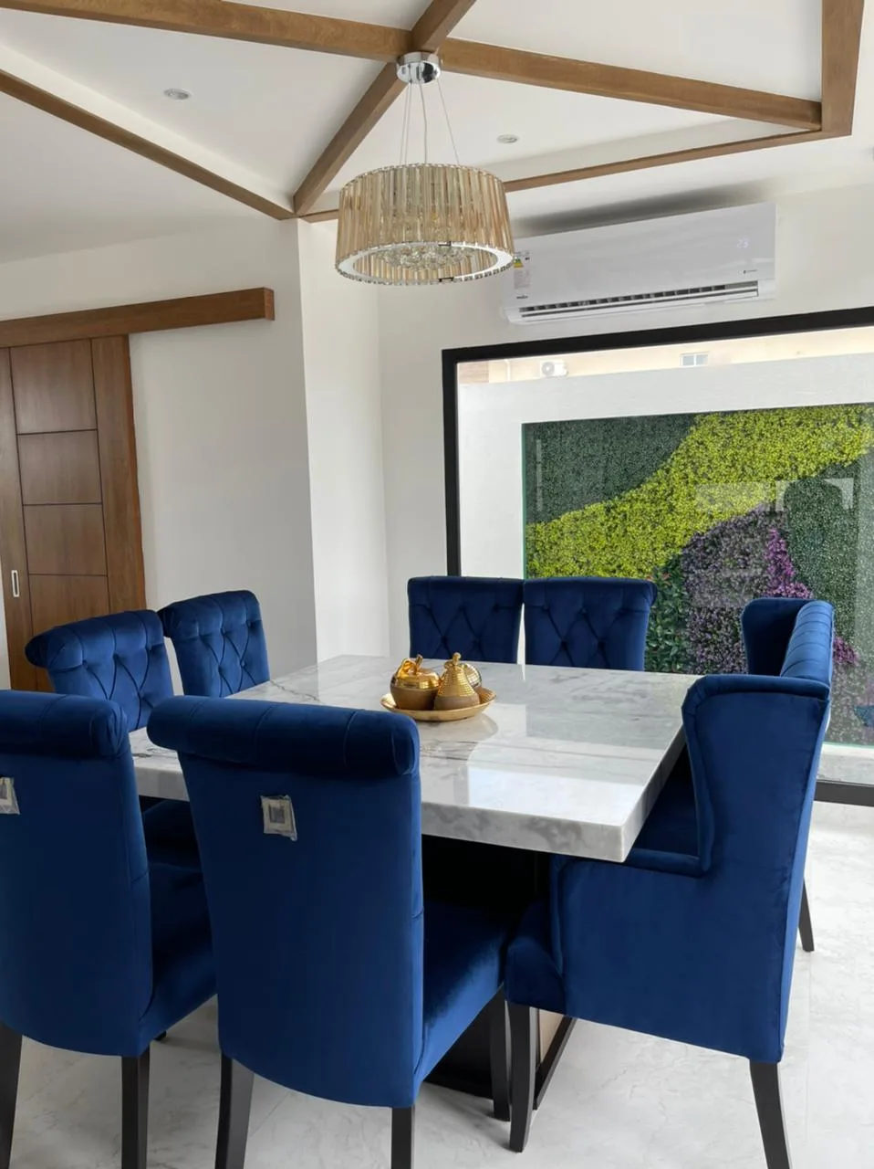 Comedor mesa mármol blanco rectangular