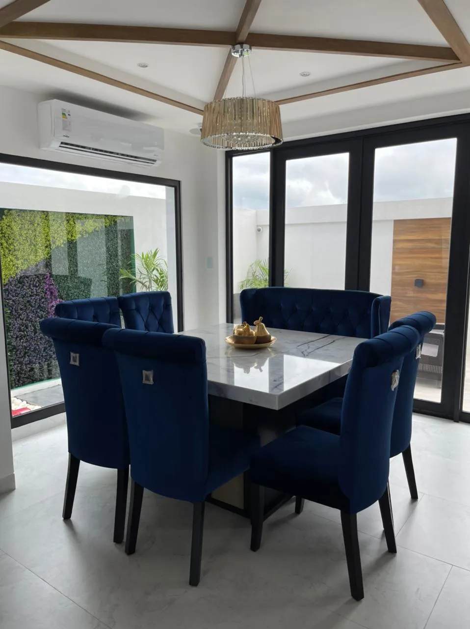 Comedor mesa mármol blanco rectangular