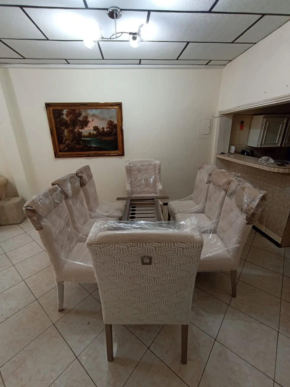 Comedor mesa vidrio con tablero luminoso