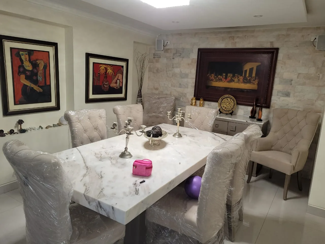 Comedor mesa vidrio oscura