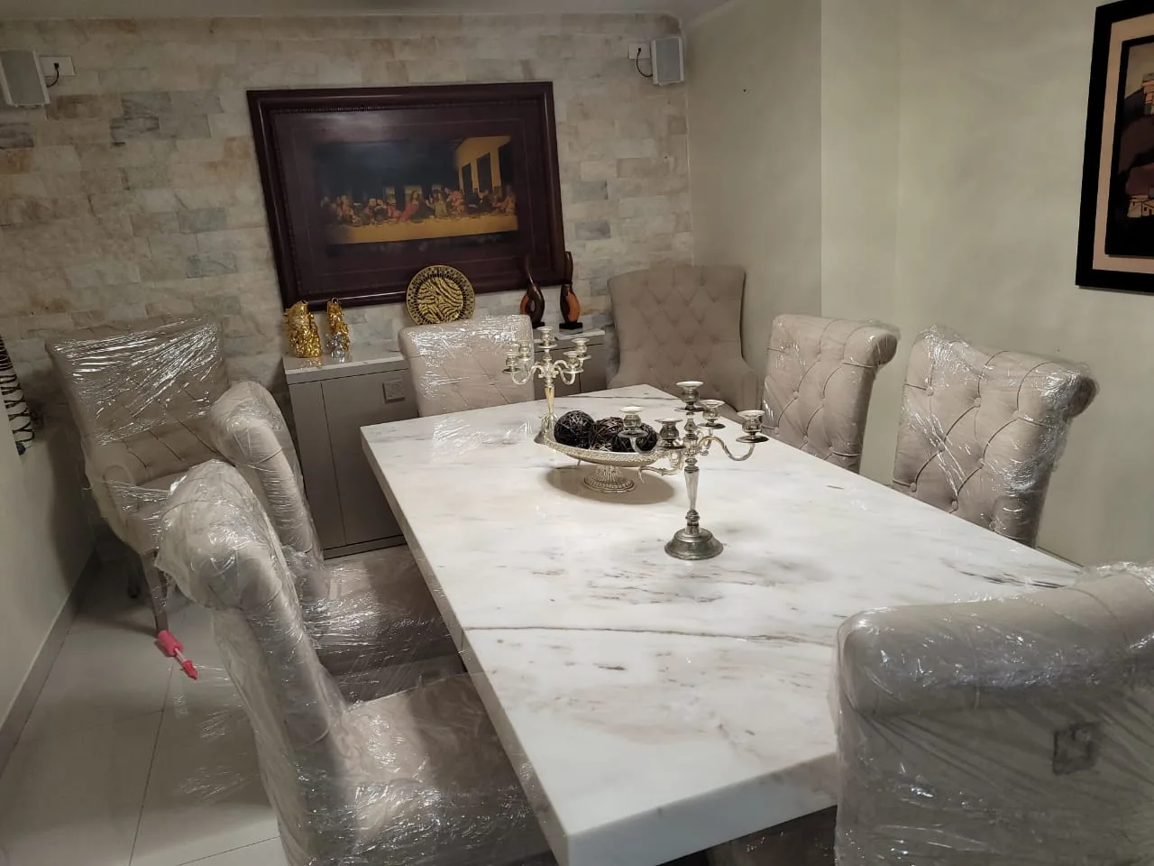 Comedor mesa vidrio oscura