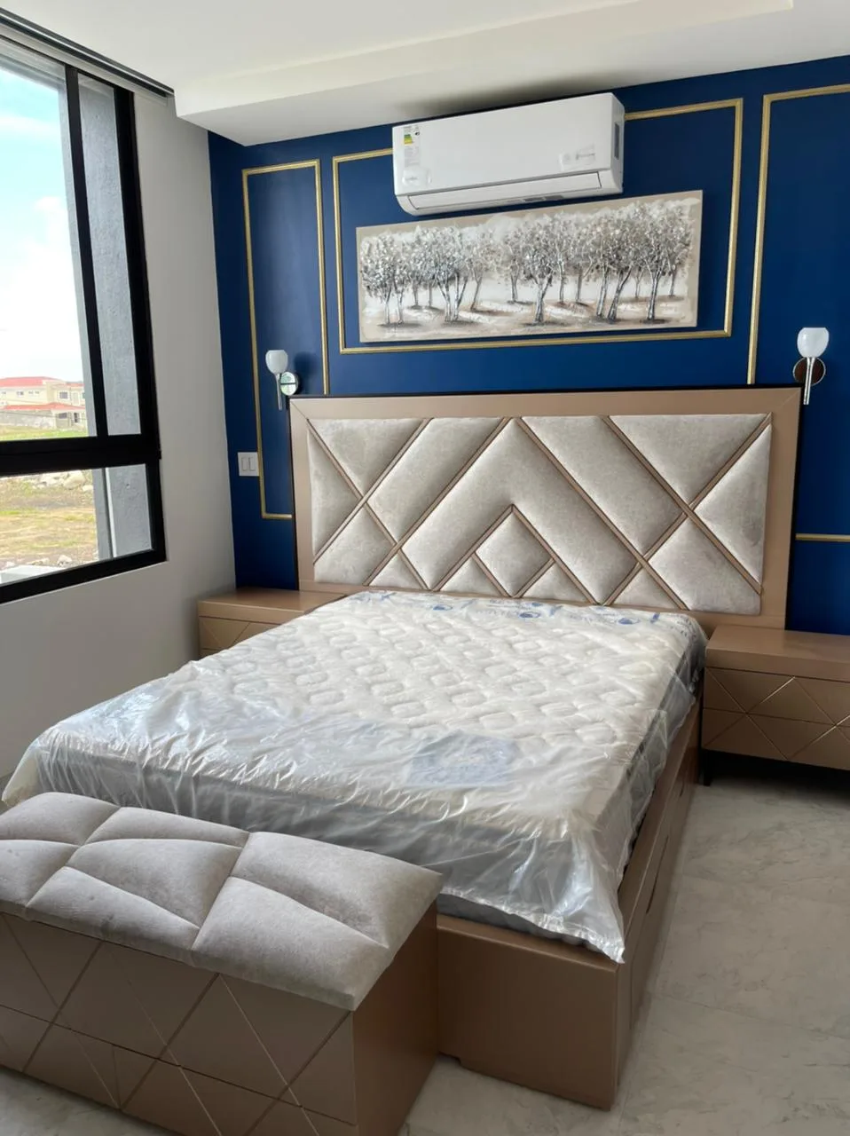 Cabecera de cama Capitoné de rombos en Arena DORM-002
