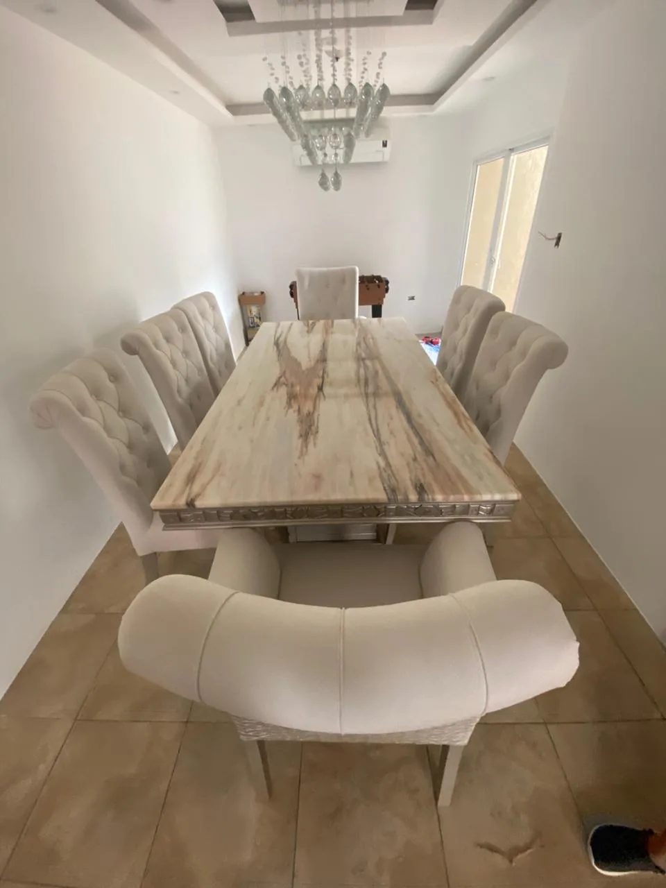 Juego de comedor 6 puestos, efecto mármol