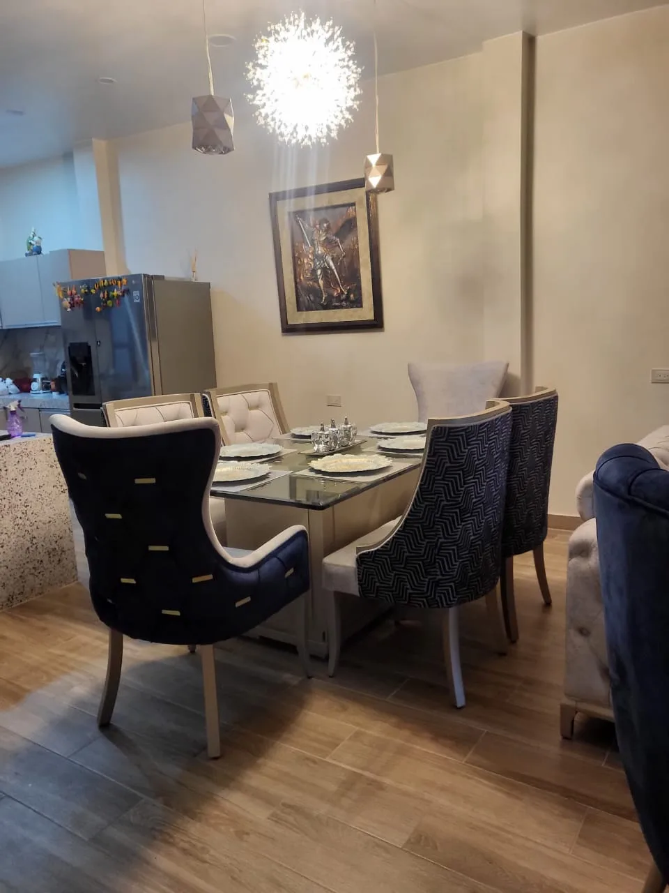 Juego de comedor 6 puestos, vidrio templado