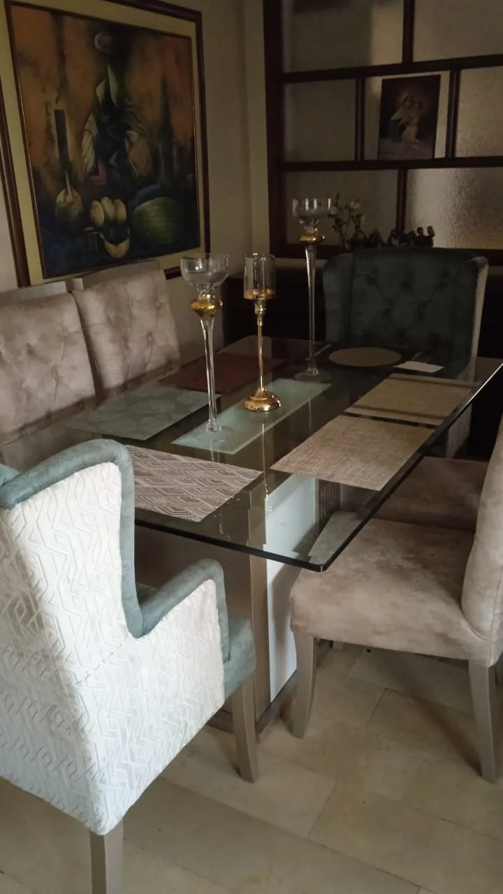 Juego de comedor 6 puestos, vidrio templado