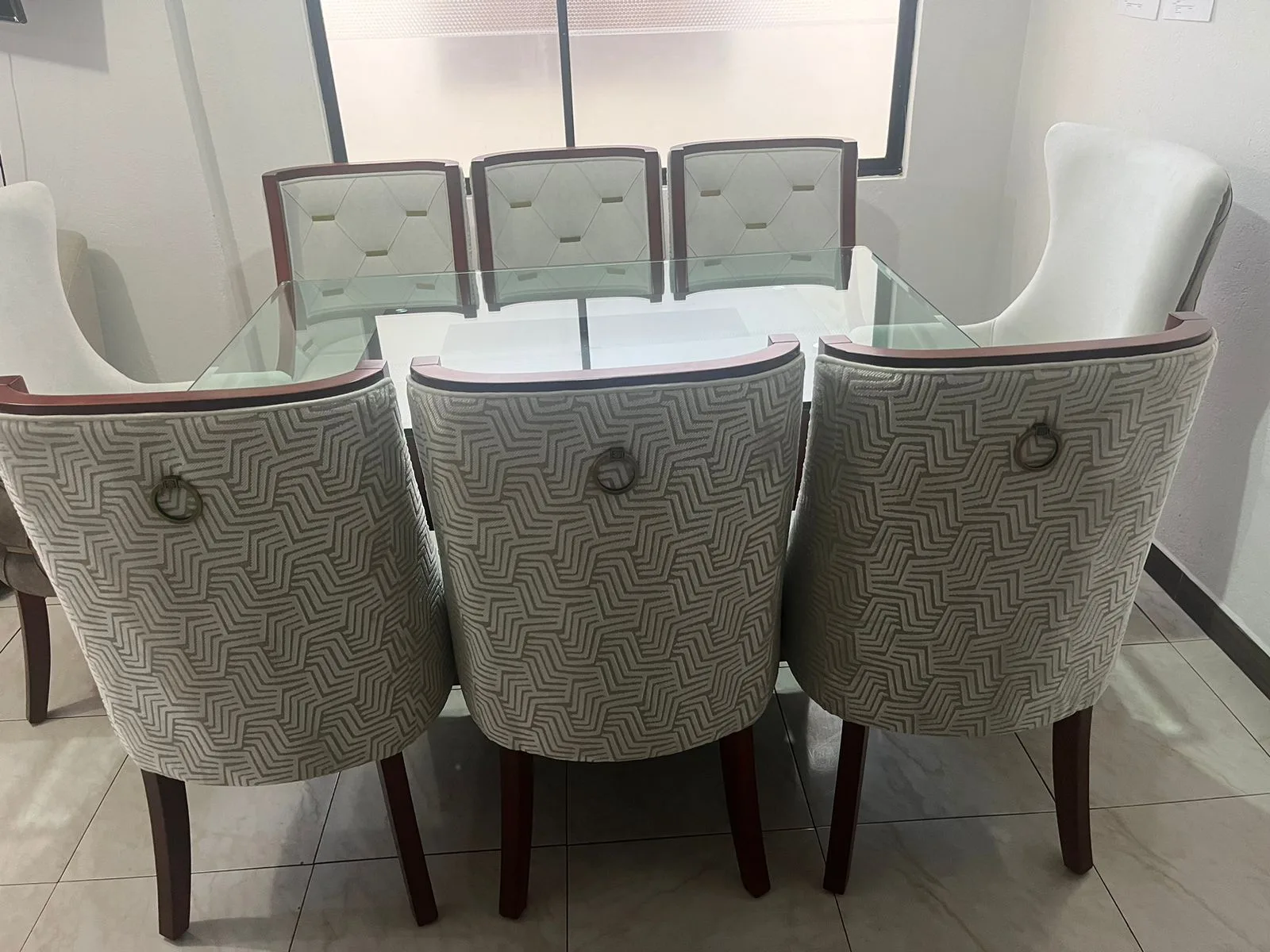 Juego de comedor 6 puestos, vidrio templado