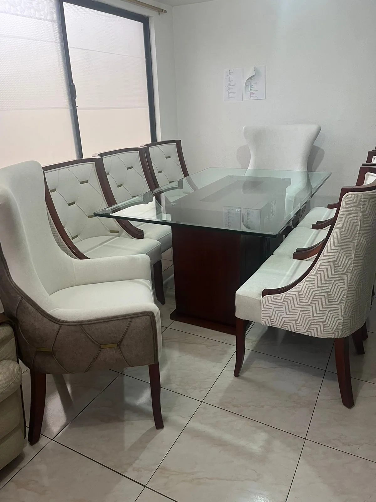 Juego de comedor 6 puestos, vidrio templado