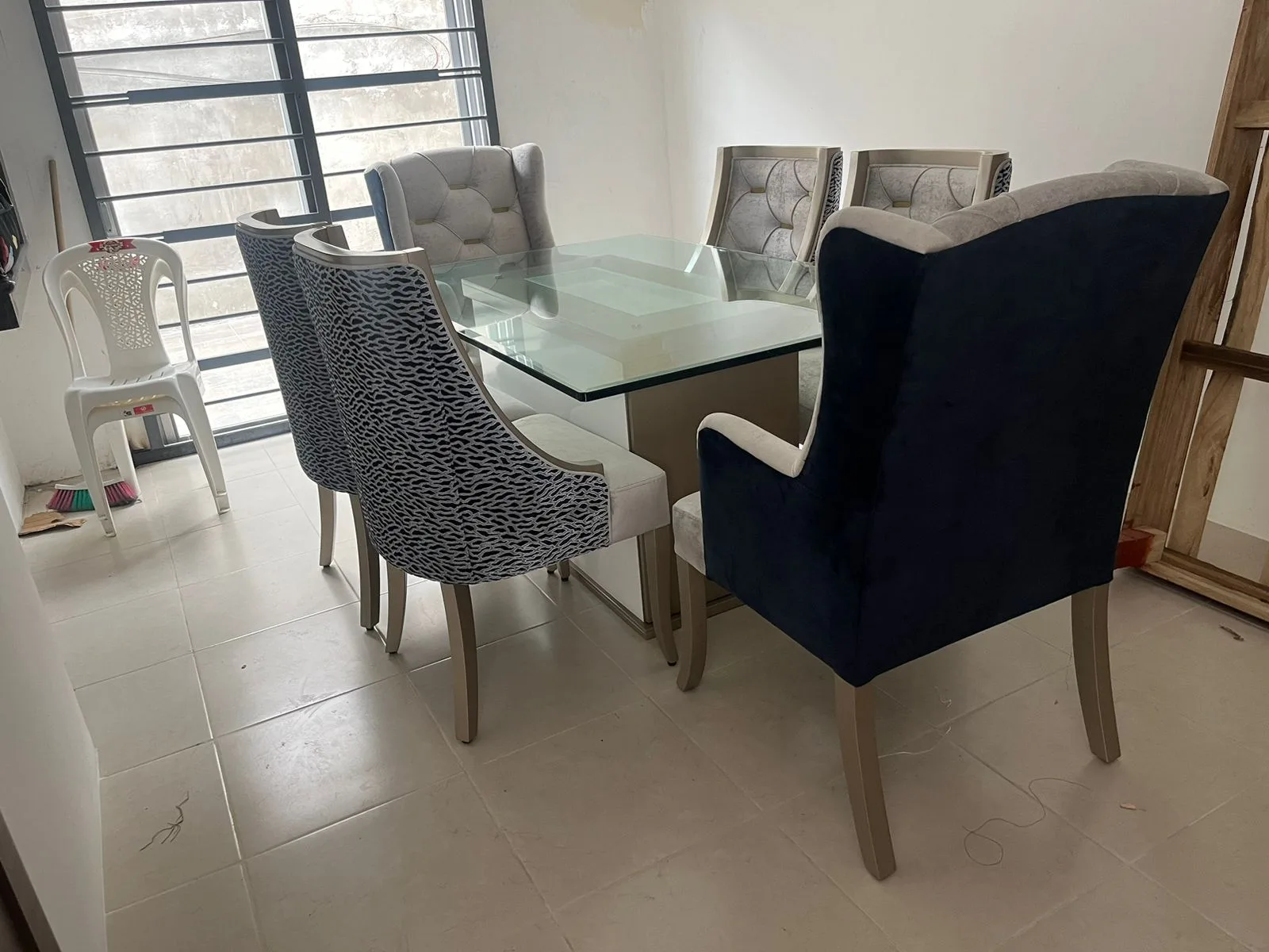 Juego de comedor 6 puestos, vidrio templado