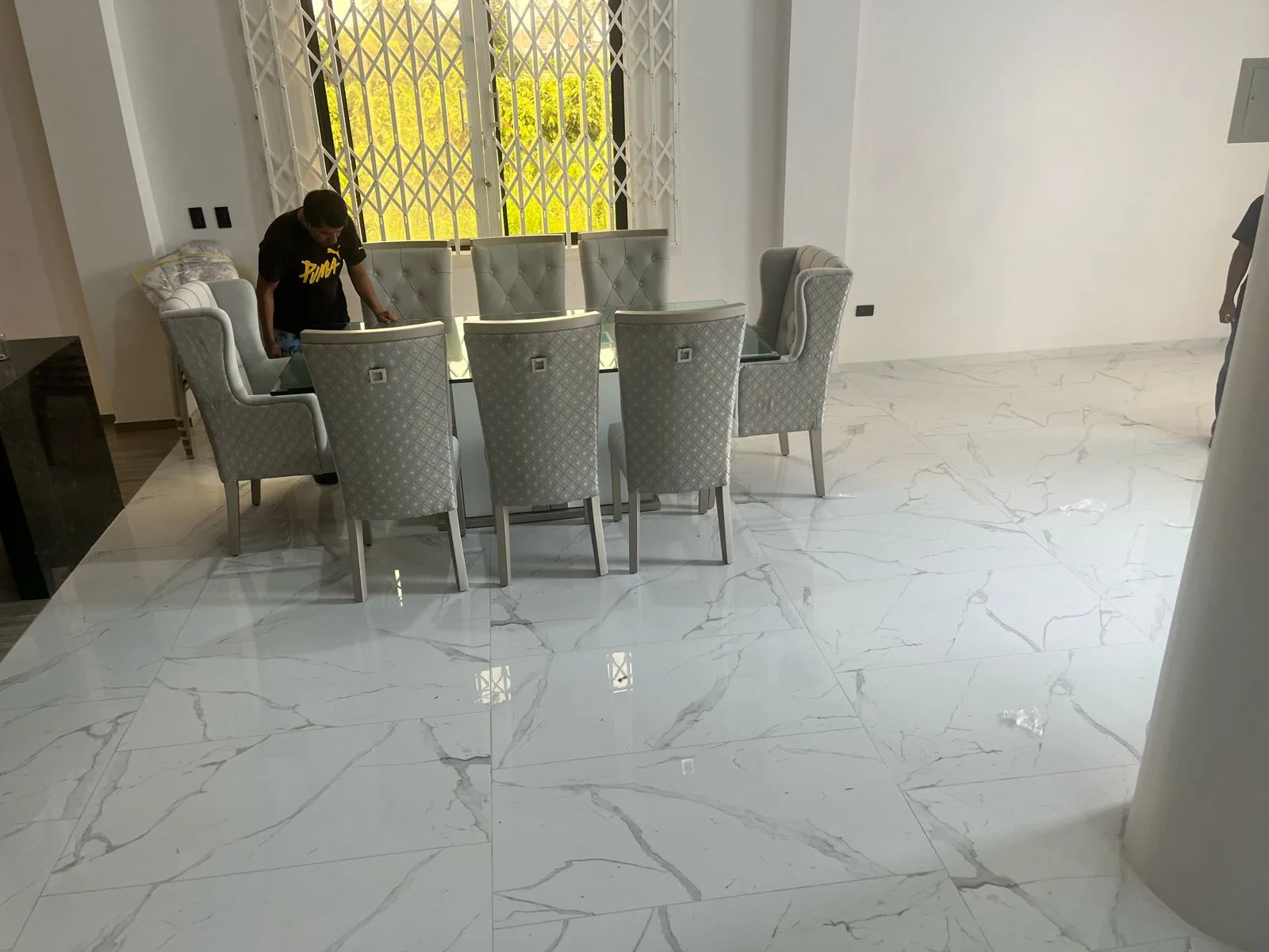 Juego de comedor 8 puestos, vidrio templado